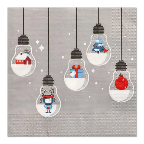 Servetten 3-laags 1/4 vouw 33 cm x 33 cm grijs Lighting