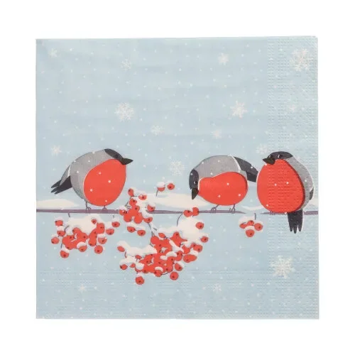 Servetten 3-laags 1/4 vouw 33 cm x 33 cm “Red Gorded Birds”