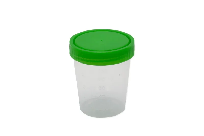 Medi-Inn urinebekers 100 ml Ø 6 cm x 7,5 cm transparant/groen