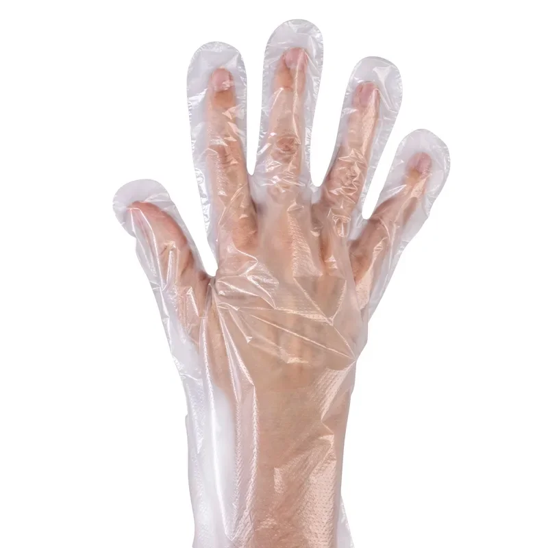Handschoenen, PE 27,5 cm x 22 cm transparant voor dames, maat M