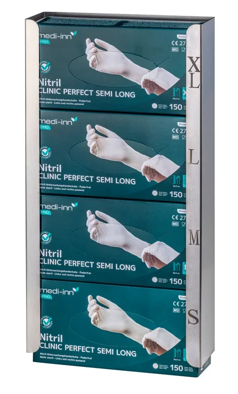Medi-Inn handschoenhouder, RVS 51,5 cm x 8 cm x 25,5 cm zilver voor 4 dozen