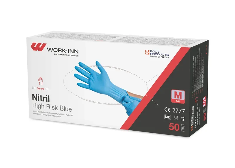 Work-inn Handschoenen Nitril poedervrij “High Risk” blauw maat M