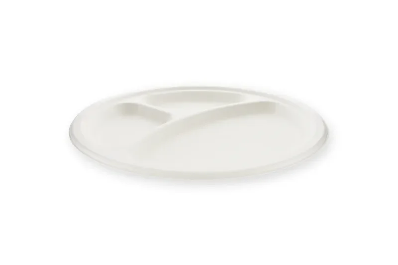 Borden rond 3-vaks, suikerriet Ø 26 cm wit