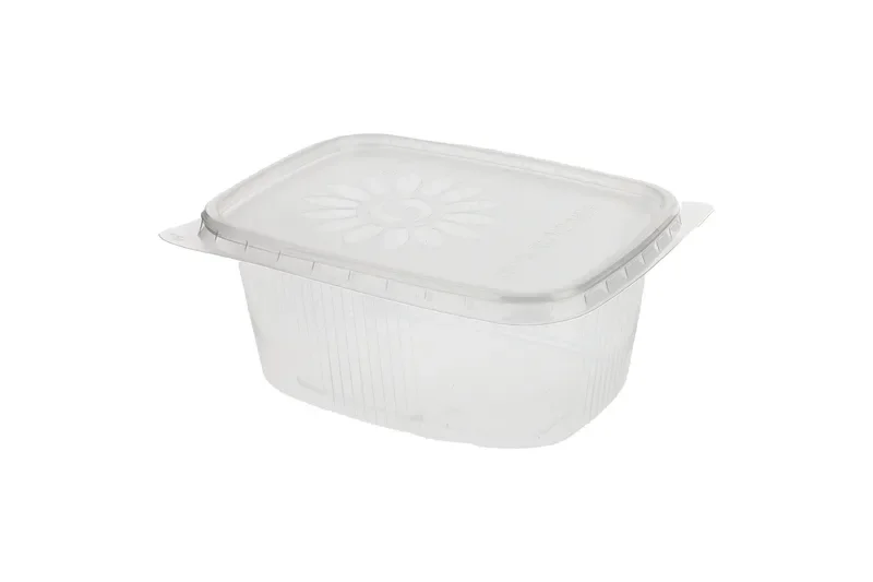Saladebakken met deksel combiverpakking “rechthoek” 125 ml, PP 10,8 x 8,1 x 2,6 cm transparant