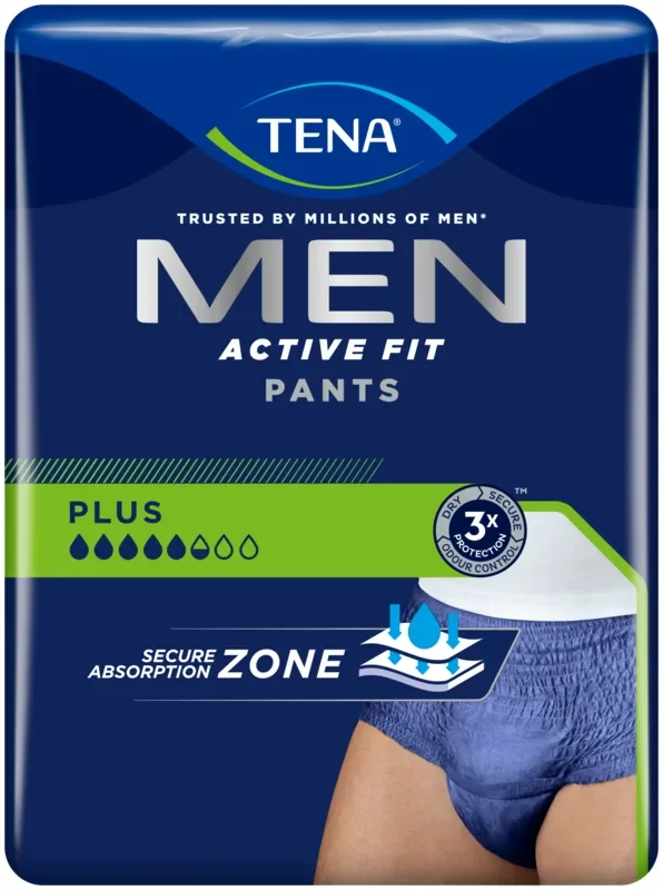 Tena incontinentiebroekjes “Men Active Fit Plus” heupomvang 95-130 cm, maat L/XL