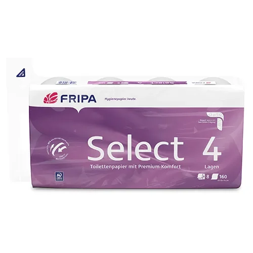 Rollen Toiletpapier, tissue, 4-laags Ø 12 cm x 13,8 cm x 9,8 cm wit Select 160 vel