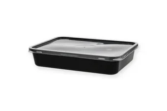 Kilobakken met transparante deksel 500 ml combiverpakking, PP 18,2 x 13,2 x 3,6 cm zwart