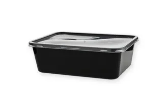 Kilobakken met transparante deksel 1000 ml combiverpakking, PP 18,2 x 13,2 x 5,6 cm zwart