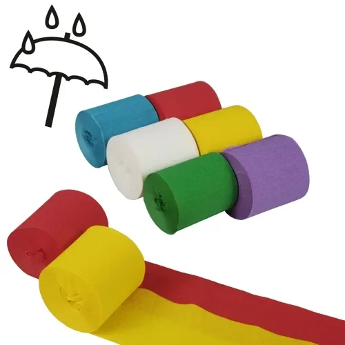 Rollen Crêpeband 10 m x 5 cm assorti kleuren watervast