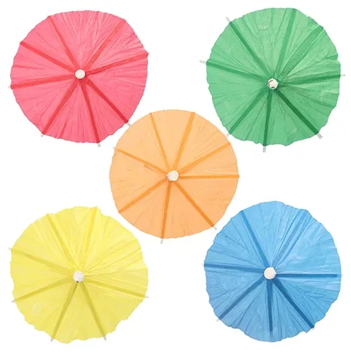 Decoprikkers 10 cm assorti kleuren “Parapluutjes, uni”