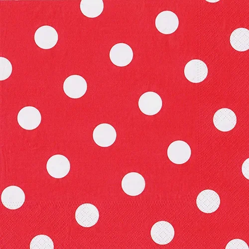 Servetten 3-laags 1/4 vouw 40 cm x 40 cm rood Dots