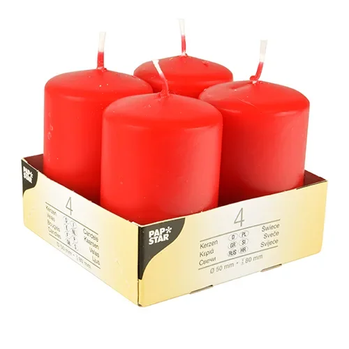 Stompkaarsen Ø 50 mm x 80 mm rood