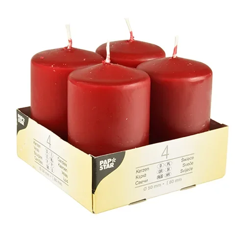 Stompkaarsen Ø 50 mm x 80 mm bordeaux