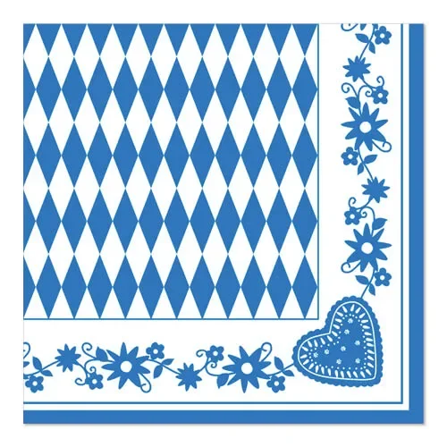Servetten 1/4 vouw 40 cm x 40 cm “Beiers blauw”