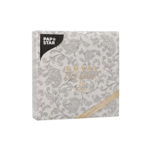 Servetten “Royal Collection” 1/4 vouw 25 cm x 25 cm grijs Ornaments