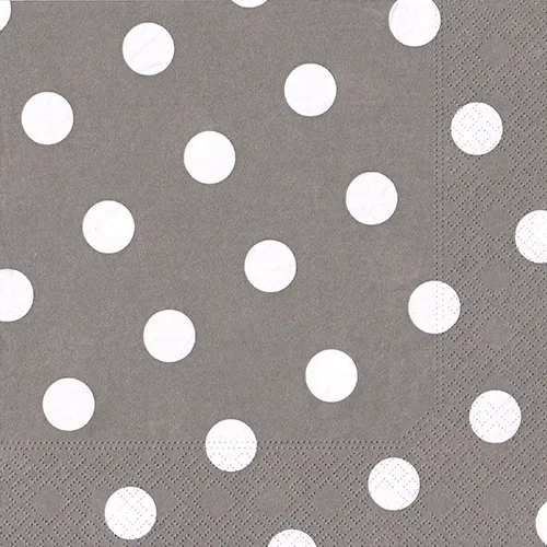 Servetten 3-laags 1/4 vouw 40 cm x 40 cm grijs Dots
