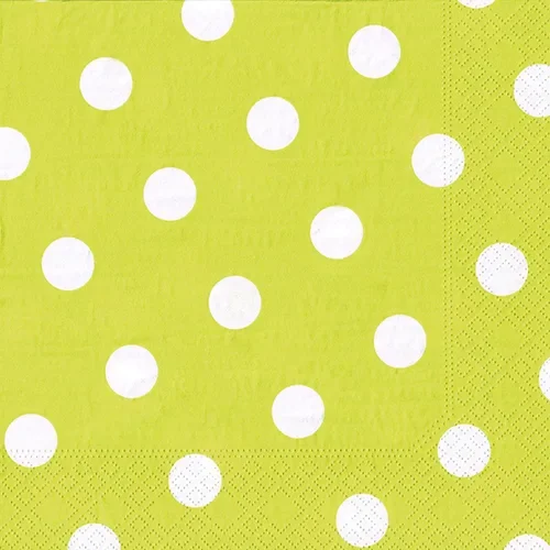 Servetten 3-laags 1/4 vouw 40 cm x 40 cm lime Dots