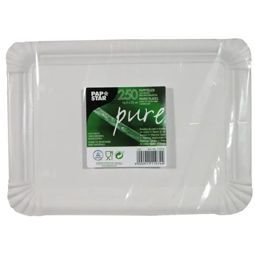 Borden, karton “pure” hoekig 16,5 cm x 23 cm wit