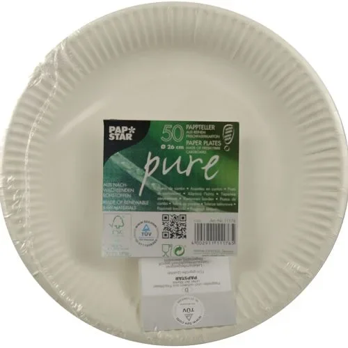 Borden, karton “pure” rond Ø 26 cm wit extra sterk