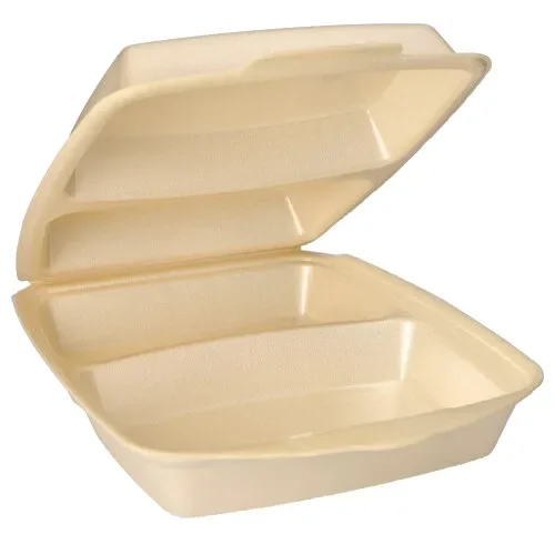 Menuboxen met deksel, Xps 2-vaks 7,5 cm x 22 cm x 28,5 cm beige gelamineerd