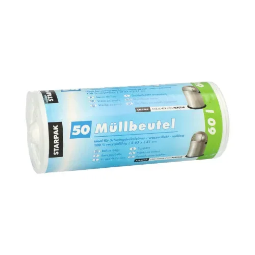 Pedaalemmerzakken, HDPE 60 l 81 cm x 63 cm wit
