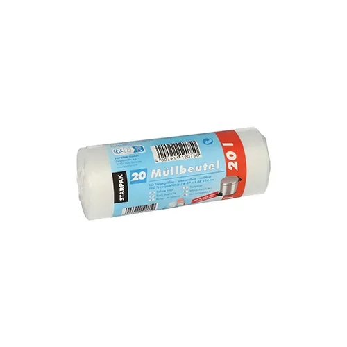 Huisvuilzakken met handgreep, HDPE 20 l 48 cm x 47 cm transparant