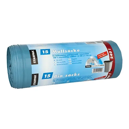 Industriezakken, LDPE 240 l 125 cm x 100 cm blauw extra sterk en scheurvast