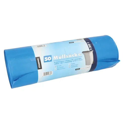 Industriezakken, LDPE 120 l 110 cm x 70 cm blauw