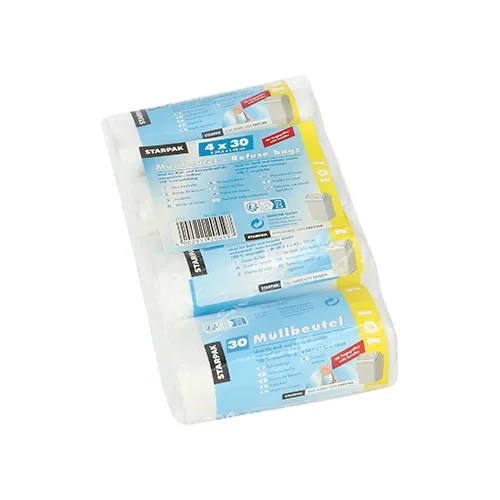 Huisvuilzakken met handgreep, HDPE 10 l 42 cm x 39,5 cm transparant