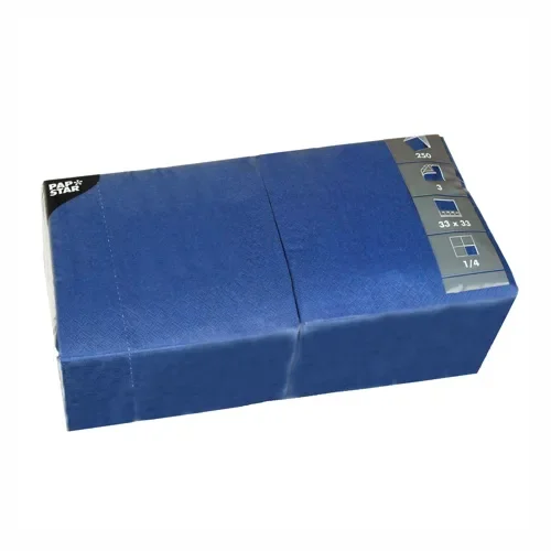 Servetten 3-laags 1/4 vouw 33 cm x 33 cm donkerblauw