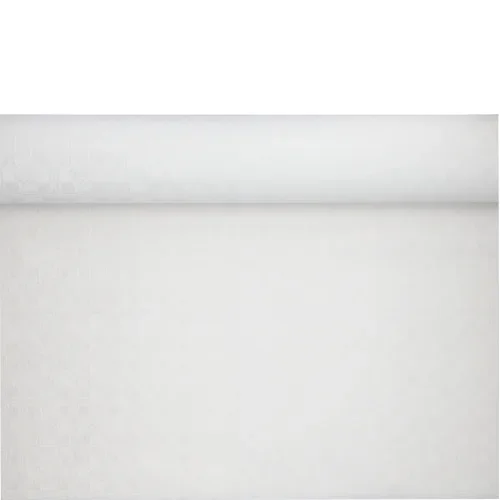 Tafelkleed papier met damastprint 50 m x 1 m wit