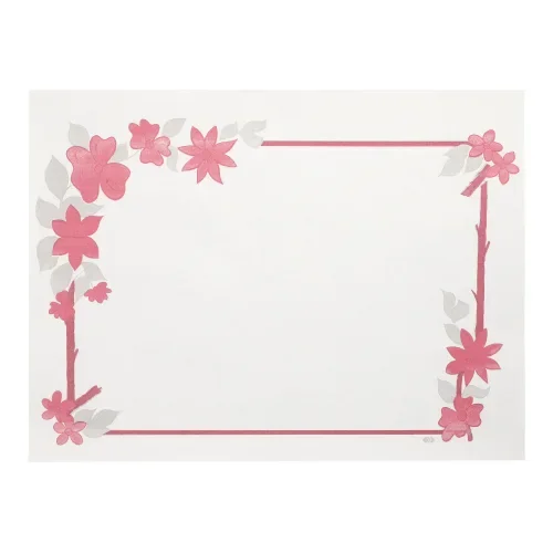 Placemats, papier 30 cm x 40 cm wit Bloemenrand