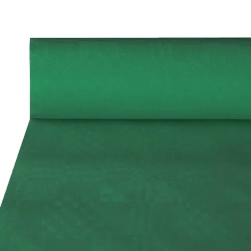 Tafelkleed papier met damastprint 50 m x 1 m donkergroen