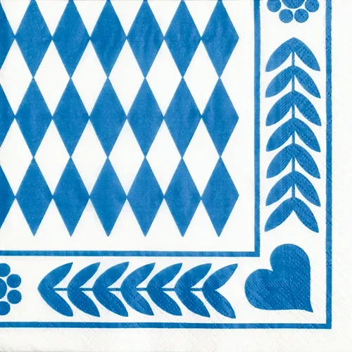 Servetten 3-laags 1/4 vouw 33 cm x 33 cm “Beiers blauw”