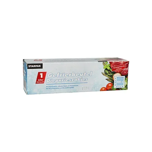 Diepvrieszakjes, Lldpe 1 l 24 cm x 16 cm transparant in dispenser doos