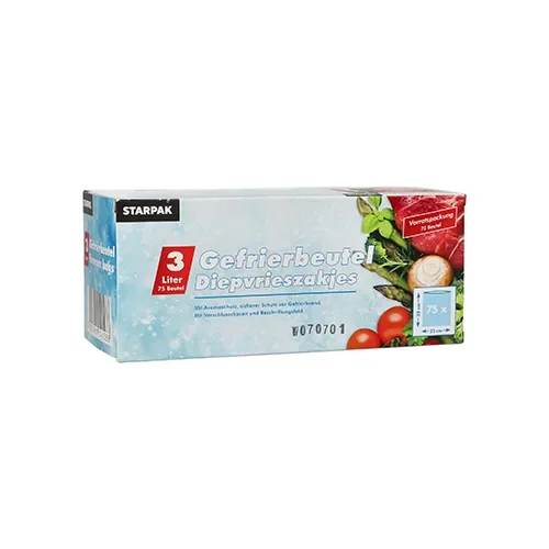 Diepvrieszakjes, Lldpe 3 l 32 cm x 25 cm transparant in dispenser doos