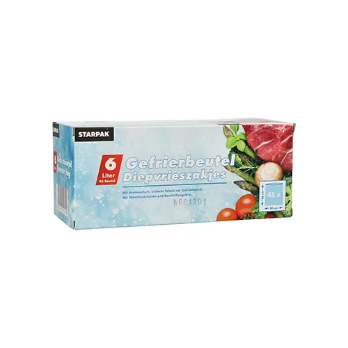 Diepvrieszakjes, Lldpe 6 l 46 cm x 30 cm transparant in dispenser doos