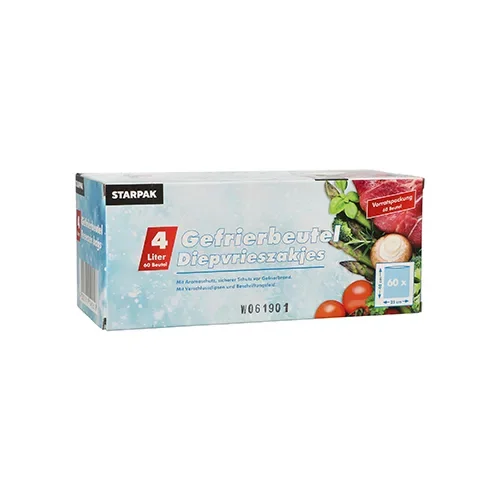 Diepvrieszakjes, Lldpe 4 l 40 cm x 25 cm transparant in dispenser doos