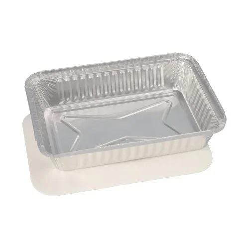 Schalen, aluminium + ingelegd deksel, PE-gecoat hoekig 0,8 l 4 cm x 15 cm x 21,4 cm