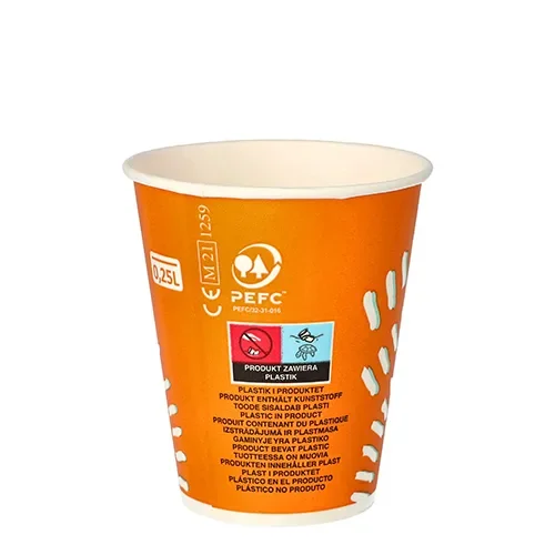 Kartonnen drinkbekers voor koude dranken 0,25 l Ø 8,97 cm x 10 cm oranje