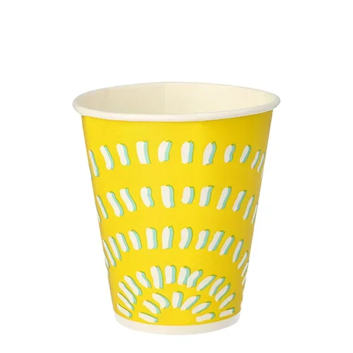 Kartonnen drinkbekers voor koude dranken 0,3 l Ø 8,97 cm x 10 cm geel