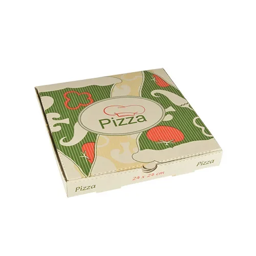 Pizzadozen, Cellulose “pure” hoekig 24 cm x 24 cm x 3 cm