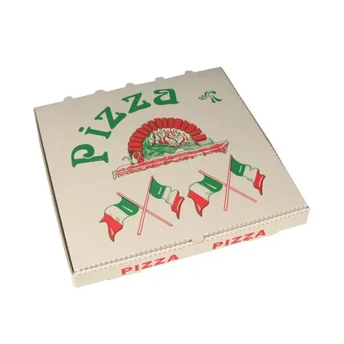 Pizzadozen, Cellulose hoekig 33 cm x 33 cm x 4 cm “Italiaanse vlag”