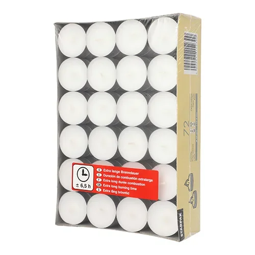 Theelichten Ø 39 mm x 17,5 mm wit x extra lange brand uren 6,5 h