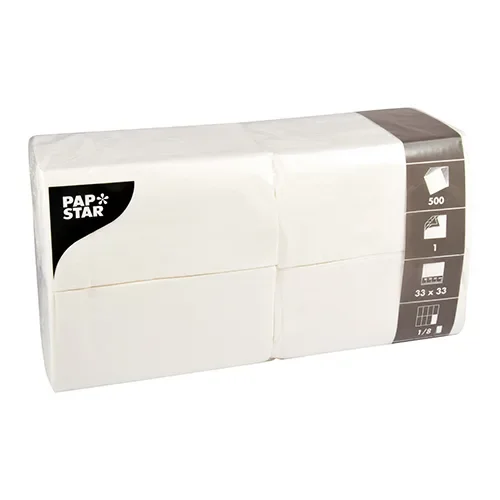 Servetten, 1-laags 1/8 vouw 33 cm x 33 cm wit