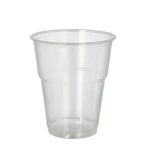 Drinkbekers voor koude dranken, PLA “pure” 0,3 l Ø 9,5 cm x 11 cm glashelder met schuimkraag