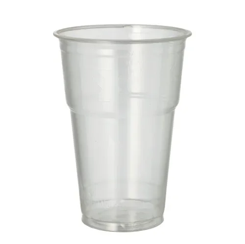 Drinkbekers voor koude dranken, PLA “pure” 0,4 l Ø 9,5 cm x 13,2 cm glashelder met schuimkraag