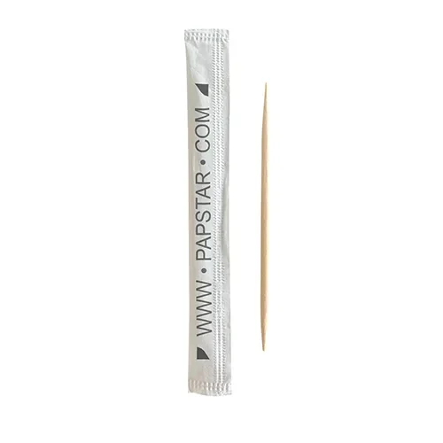 Tandenstoker, hout per stuk verpakt “pure” rond 6,5 cm “www.Papstar.com”