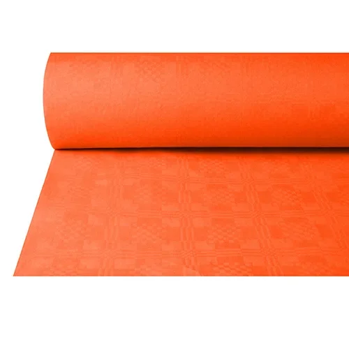 Tafelkleed papier met damastprint 50 m x 1 m terracotta
