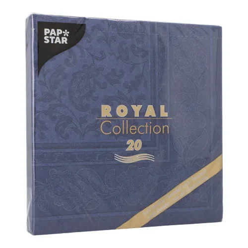 Servetten Royal Collection 1/4 vouw 40 cm x 40 cm donkerblauw Ornaments